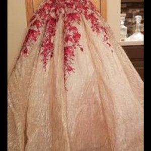 Princesa gold and red ballgown